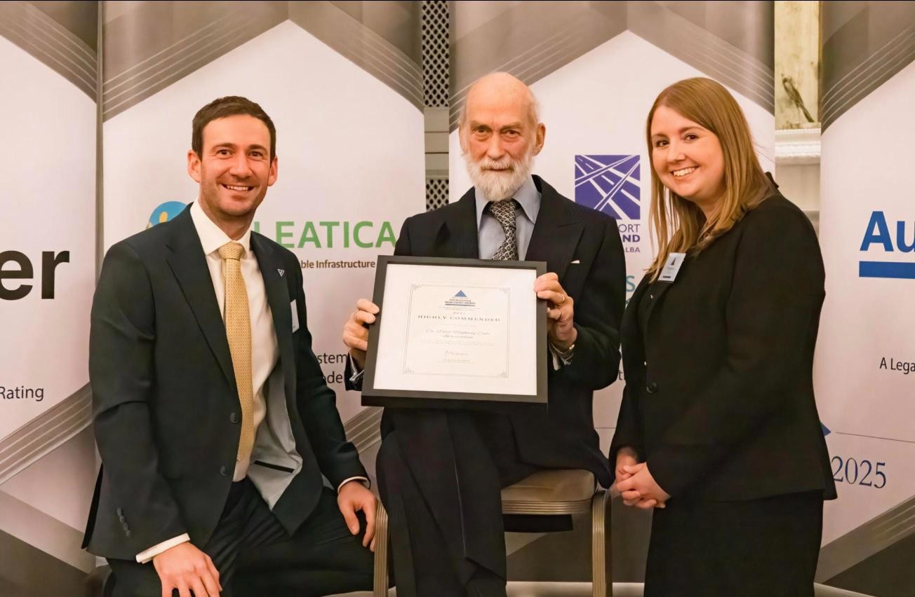 James Evans and Dr Elizabeth Box receiving the Highly Commended award from HRH Prince Michael of Kent, 2025